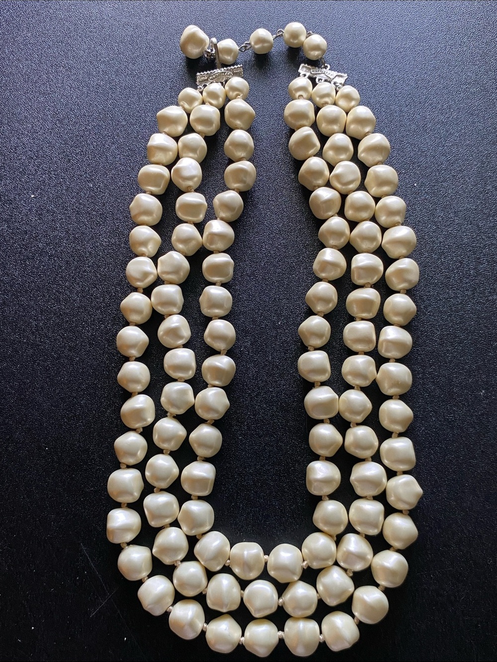 Marvella Vintage Triple-Strand Freshwater Pearl Necklace — Cream Pearls